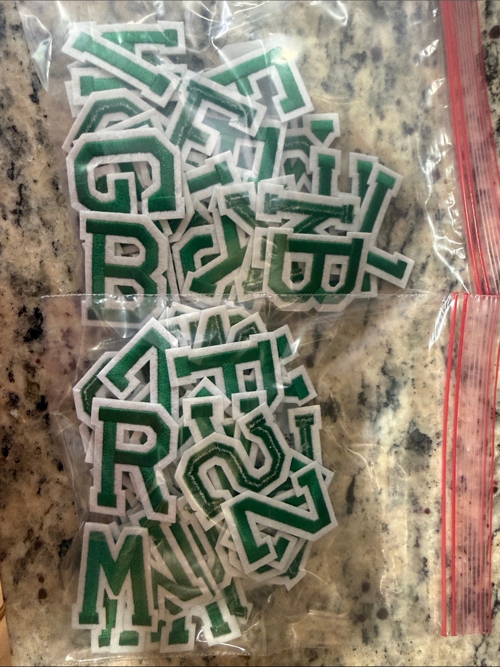 Iron On Fabric Crafting Green & White Felt Letter Patches - Assorted Letters